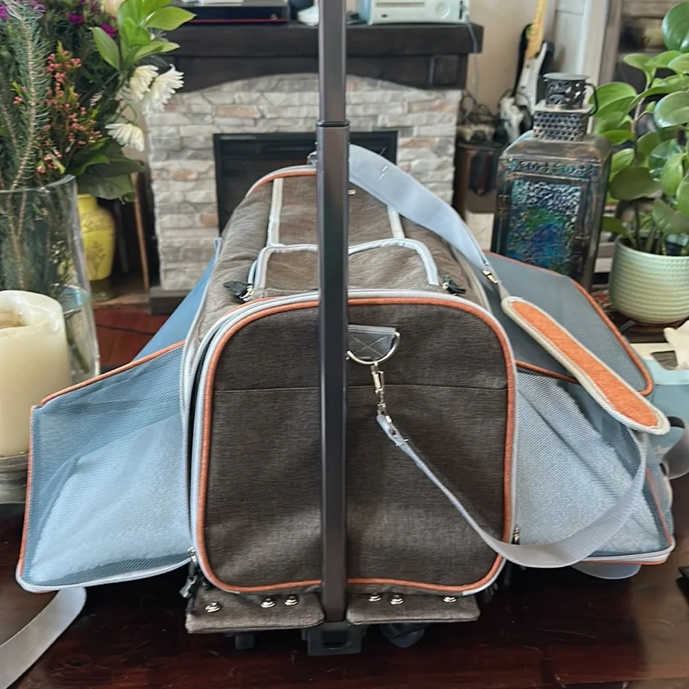 Brown Pet Carrier with Wheels
